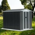 thumbnail image 4 of Waterproof Metal Steel Outdoor Bike Storage Garden Shed 6x9 ft with Apex Roof, Grey Aluminum Alloy Frame, Durable Weather-Resistant Bike Shelter, 4 of 6
