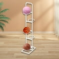 thumbnail image 1 of Colaxi Basketball Ball Storage Rack 5 Tier Volleyball Ball Rack Shelf Space Saver Metal Vertical Ball Holder for Kindergarten Indoor White, 1 of 8