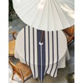 thumbnail image 3 of Outdoor Tablecloth with Umbrella Hole, Midnight Blue Striped Spillproof Waterproof Outdoor Table Cover, Beige Geometric Modern Art Patio Tablecloths for Party/Garden/Picnic, Round 54 inch, 3 of 9