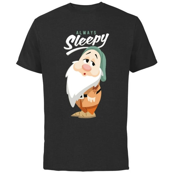Disney Snow White and The Seven Dwarfs Always Sleepy T-Shirt - Short Sleeve Cotton T-Shirt for Adults - Customized-Black