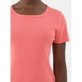 thumbnail image 5 of Time and Tru Women’s Rib Crewneck Tee with Short Sleeves, Sizes XS-XXXL, 5 of 5