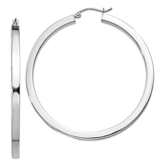 925 Sterling Silver Hollow Polished Hinged post Hoop 3.25mm Earrings 52x50mm Wide 3mm Thick Hoop Earring for Women