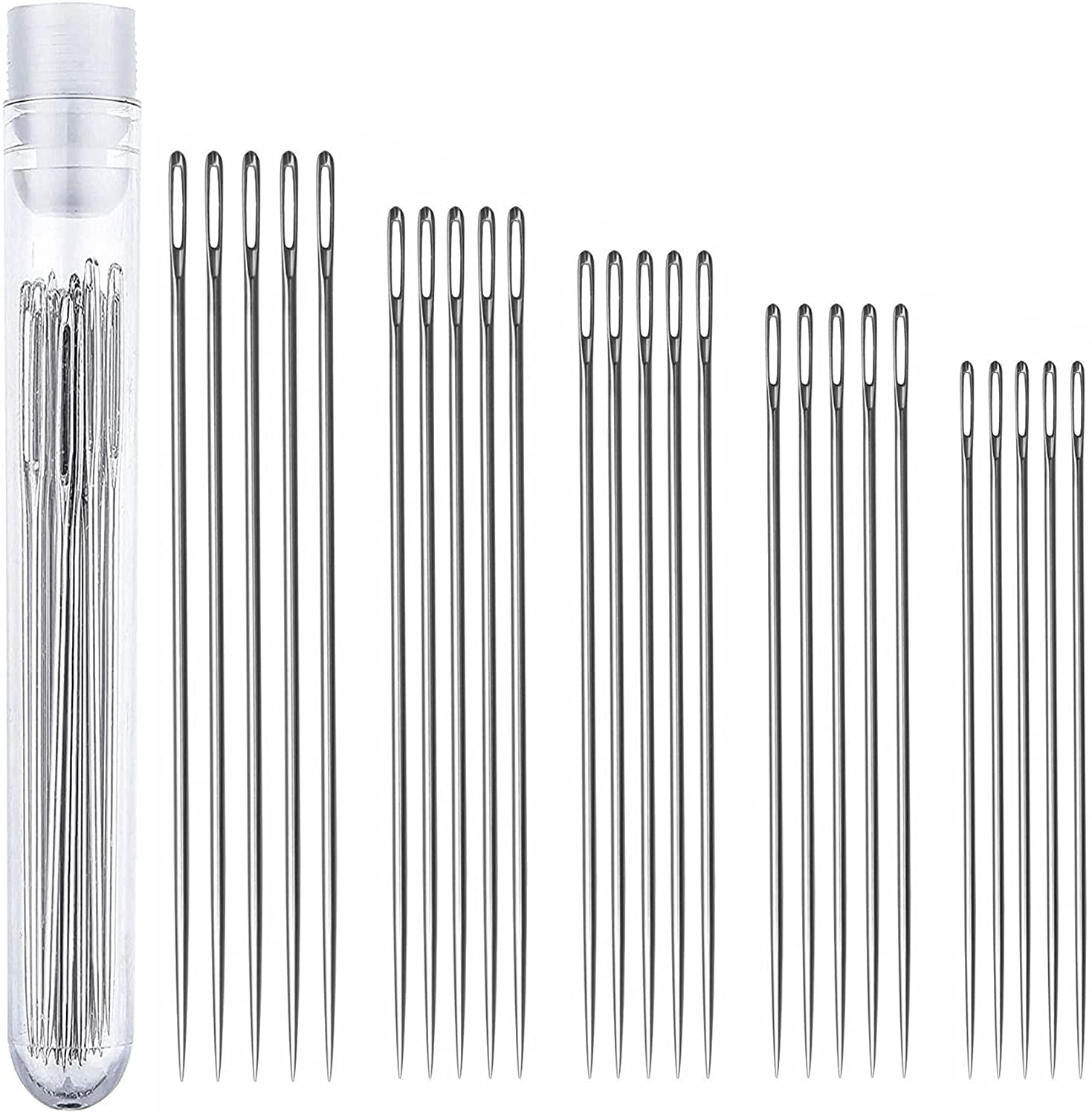 48 Pieces Needles Self Threading Needles Stitching Pins in Assorted Sizes and 60 Pieces Assorted Hand Needles Household Side Embroidery Tool for DIY Needlework Normal Type and Sewing 