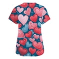 thumbnail image 4 of Womens Valentine Day Scrubs V Neck Short Sleeve Cute Workwear Love Heart Print Plus Size Medical Nurse Uniform with Pockets Blue 4XL, 4 of 5
