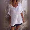 thumbnail image 4 of Tittly T Shirts for Women Spring Tops for Women 3/4 Sleeve Shirts For Women Casual Loose V Neck Women Tops And Blouse 2025 New Spring Summer Trendy Tshirts Shirts Basic Tees White 5XL, 4 of 5