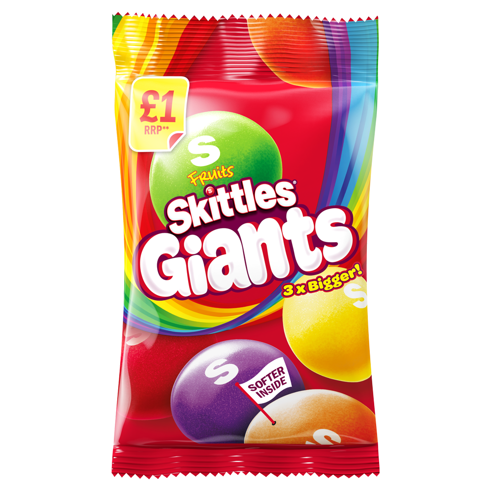 Skittles Giants Fruit Bags 125g European Version Imported by Sentogo