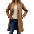 thumbnail image 5 of Women's Wool Blend Peacoat Single Breasted Trench Coat Fall Winter Casual Lightweight Overcoat Elegant Outerwear with Pockets, 5 of 6