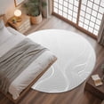 thumbnail image 3 of 3ft Round Rug, Grey Geometric Non-Skid Rubber Backing Large Area Rugs - Living Room Bedroom Home Office, Modern White Stripe Abstract Distortion Art Indoor Floor Mat Carpets Washable Rug, 3 of 9