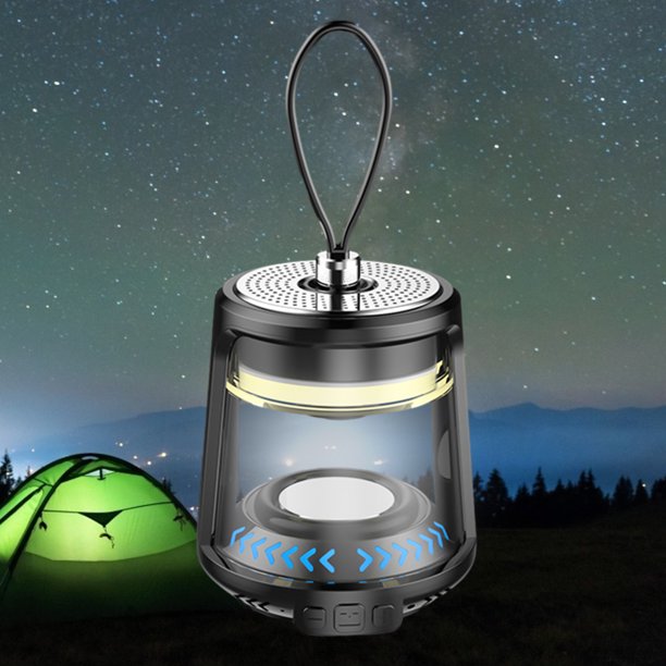Linterna De Camping 1400mAh Camping Light 110LM Altavoz compatible con Bluetooth Carga tipo C (Negro)