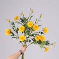 thumbnail image 2 of bestolf Artificial Marigold 3 Head UV Resistant Fake Silk Flower with Leaves Indoor Outdoor Garden Table Centerpiece Faux Bloom Decoration, 2 of 7