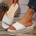 thumbnail image 4 of Rokment Women's Boho Espadrilles Platform Beach Slides Sandals 2026 Summer Casual Ethnic Retro Stitching Suede Open Toe Chunky Footbed Slip on Dress Slippers for Woman White Size 6, 4 of 7