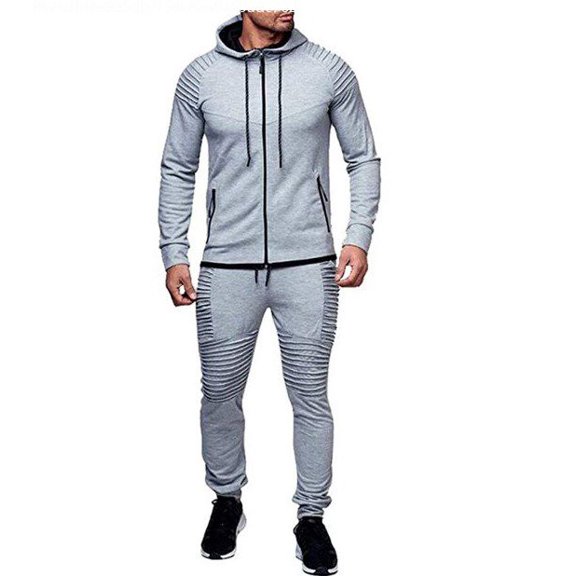 Men Tracksuit Jogging Coat Top Bottom Sport Sweat Suit Hoodie Trousers Pants Set