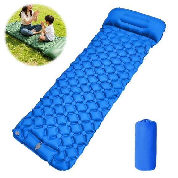 Self-Inflating Sleeping Pad with Built-in Foot Pump, 1.9" Thick Camping Mattress for Backpacking, Lightweight Portable Waterproof Nylon Mat for Tent & Travel