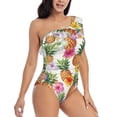 thumbnail image 3 of Haiem Hawaiian Pineappl Women's One Piece Swimsuits Tummy Control One Shoulder Bathing Suits Ruffle Swimwear-Medium, 3 of 8