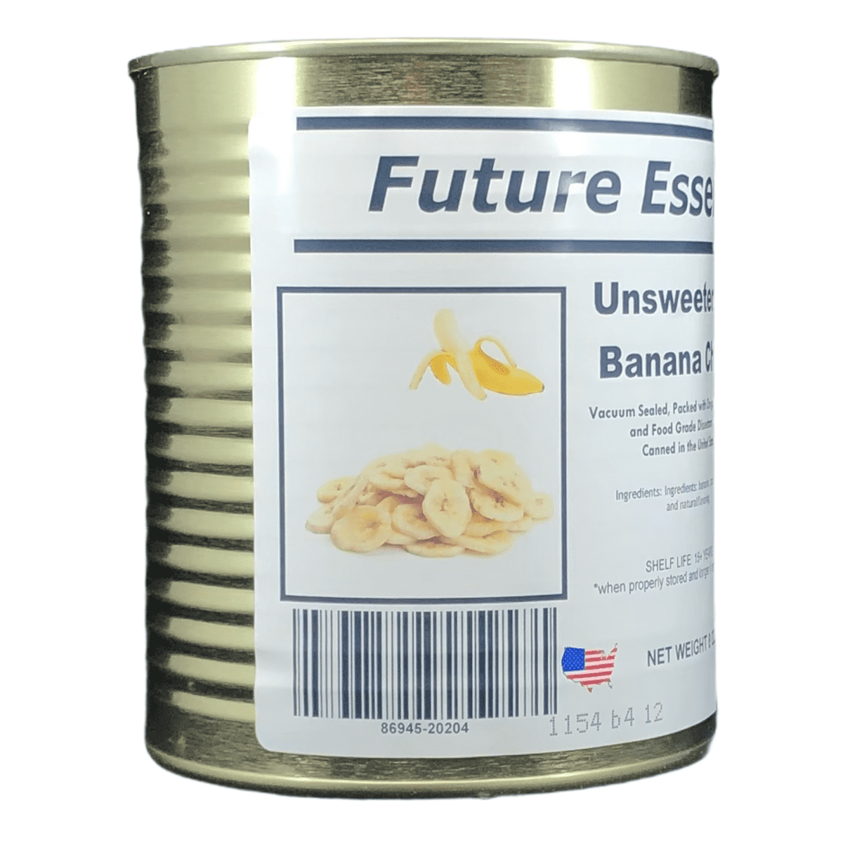 Future Essentials Long Shelf Life Emergency Food Dehydrated Unsweetened Banana Chips #2.5/8oz/Can- 12 Cans