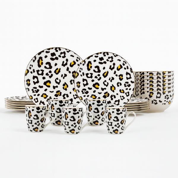 Vajilla Animal Print para 6 Personas Ideen Cerámica Estampada 24 piezas