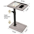 thumbnail image 2 of Sofa Armrest Tray Table for Couch Swivel Height Adjustable End for Small Spaces Snack Side Table for Bed or Chair with Phone & Tablet Slot (Rustic ), 2 of 8