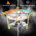 thumbnail image 3 of PRIJESSE 5 Qt Gold Chafing Dishes for Buffet with Stainless Steel Lid, Round Chafing Dish Buffet Set with Food and Water Pans for Catering, Parties, Hotels and Weddings, 2 Pack, 3 of 9