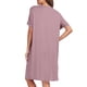thumbnail image 5 of Camisón con botones para mujer: camisón corto/largo de manga corta estilo boyfriend, pijama de viscosa suave, L-XL, 5 of 6