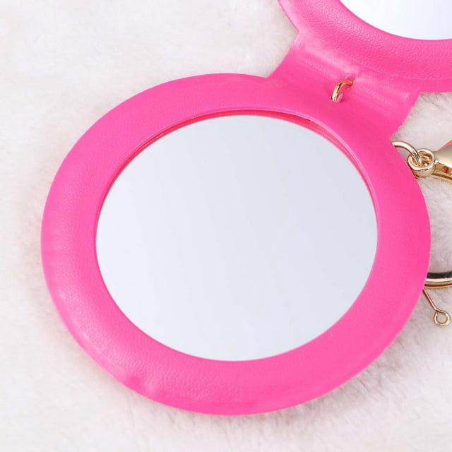 LEEYNEER Mini Pocket Makeup Mirror Cosmetic Compact Mirrors Portable Double Sides PU Leather Frame Make up Mirror for Women (Rosy)