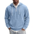 thumbnail image 4 of SYwaren Men's Quarter Zip Corduroy Hoodie Pullover Sweatshirt Solid Color Kangaroo Pocket Casual Outdoor, 4 of 8