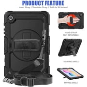 Timoom Samsung Galaxy Tab S6 Lite 10.4 P610 P615 Case [Full-Body] & [Shock Proof] Hybrid Armor Protective Case with 360 Rotating Stand & Strap for Samsung Galaxy Tab S6 Lite 10.4 P610 P615 - Black