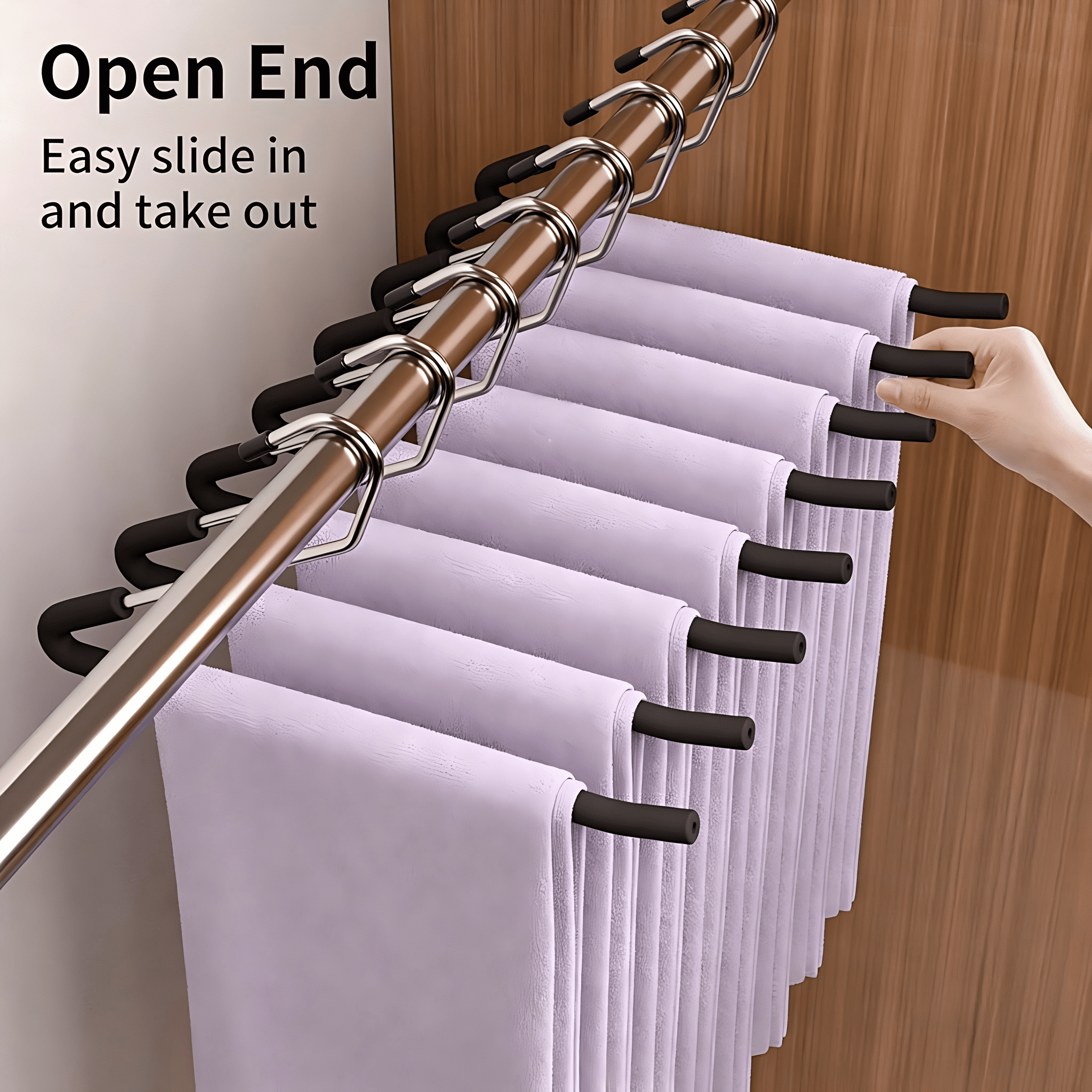 Non-Slip Sponge Padded Pants Hangers, Open-Ended Heavy Duty Metal Clothes Hangers for Jeans & Trousers - 10 Pack, No Crease Design