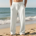 thumbnail image 2 of Men's Stylish Casual Straight Leg Trousers Long Pants for Fashionable and Comfortable Outfits Urban Style and Everyday Wear,White,2XL, 2 of 4