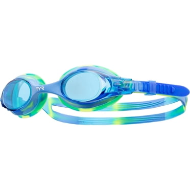 TYR Swimple Kids' Swim Goggles – Youth Goggles with Anti-Fog, UV Protection, Adjustable Fit, Blue/Green