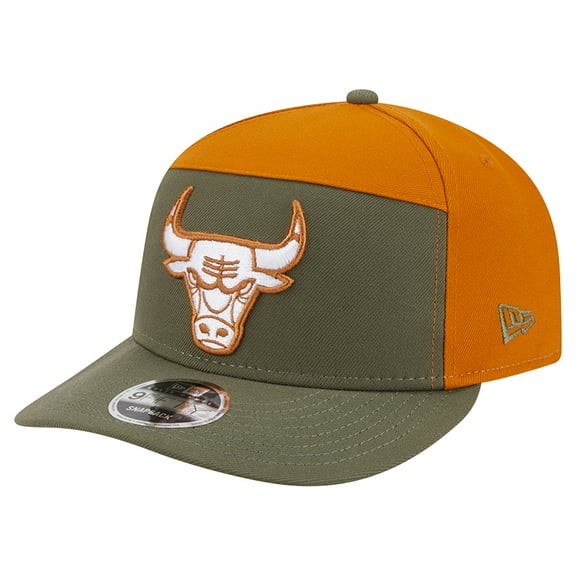 Men's New Era Olive/Burnt Orange Chicago Bulls Two-Tone Color Pack Split Panel 9FIFTY Adjustable Hat
