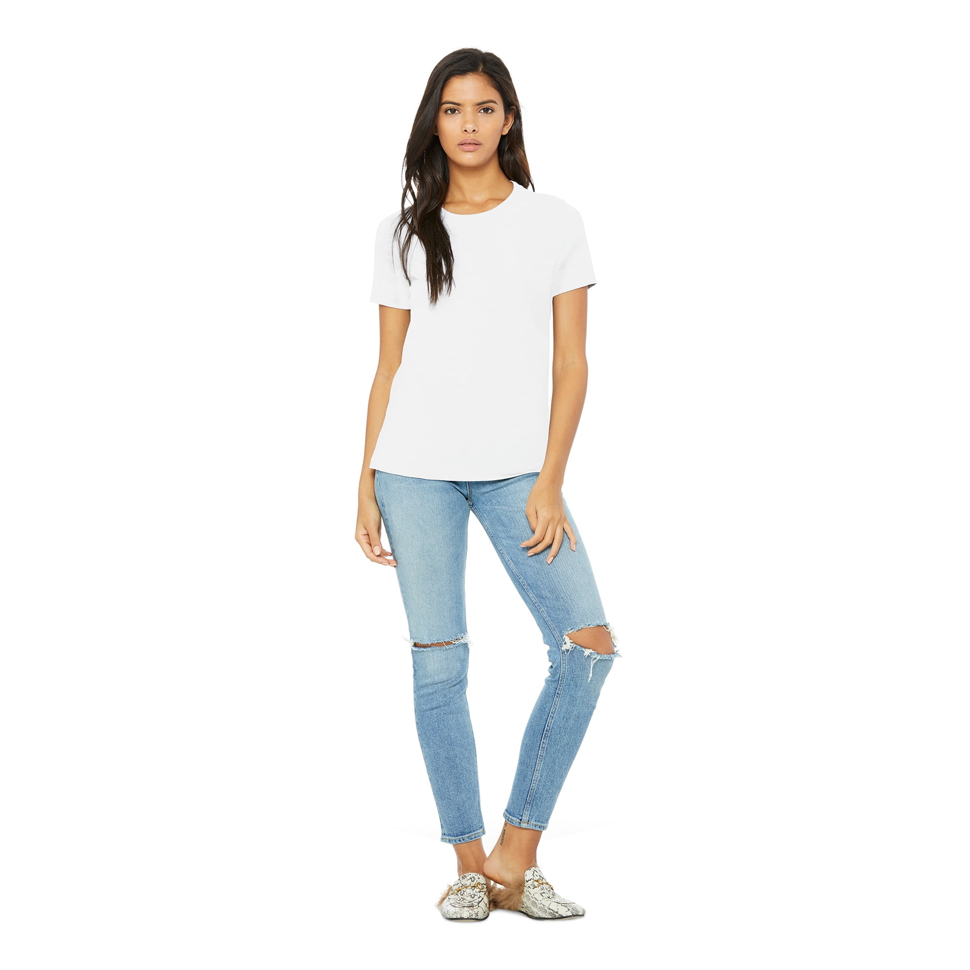 BELLA+CANVAS Women's Relaxed Crew Neck T-Shirt for Crafting, White, XXLarge