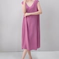 thumbnail image 2 of Taqqpue Nightgowns for Women Casual Crewneck House Dress Loose Fit Plus Size Maxi Sleepshirt Short Sleeve Cotton Nightshirt, 2 of 6