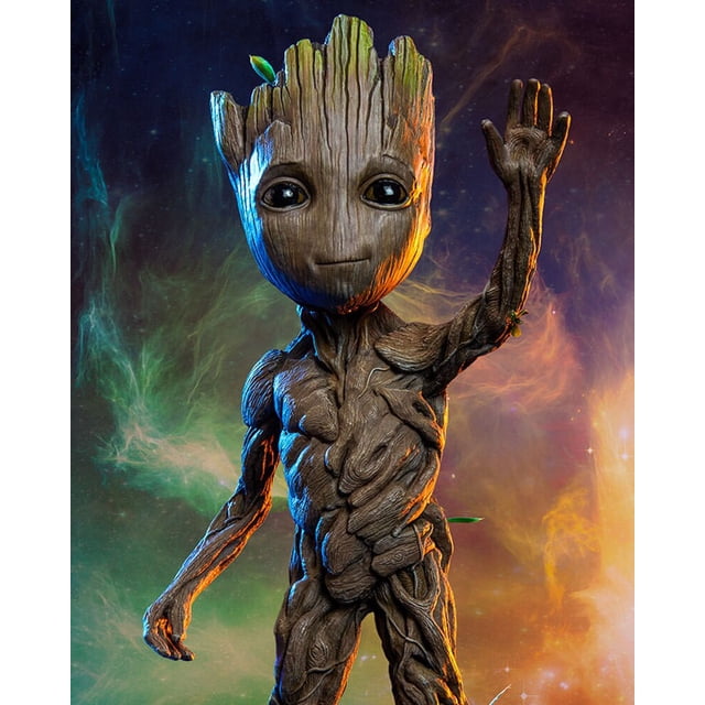 Disney Marvel Baby Groot diy diamond painting full drill diamond embroidery mosaic diamond stitch rhinestone kits home decorround 50x65cm Gao Jinjia LED