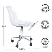 Urban Shop Acrylic and Metal Rolling Office Chair, Silver