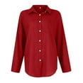 thumbnail image 6 of Jzuxvd Womens Button Down Shirts Gauze Cotton Dress Shirt Long Sleeve Oversized Solid Tunic Tops with Pockets Red XXL, 6 of 6