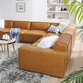 thumbnail image 5 of Sectional Sofa Set, Faux Vegan Leather, Tan, Modern Contemporary Urban Design, Living Lounge Room Hotel Lobby Hospitality, 5 of 10