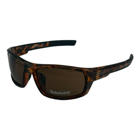 Timberland Mens Rectangle Dark Havana Plastic Sunglass, Brown Lens TB7221 52E
