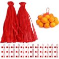 thumbnail image 1 of LxcshLjx 100Pcs Produce Mesh Bags, 20Inch Reusable Mesh Nylon Netting with Loop Closures, Red Plastic Storage Bag, Expandable Seafood Mesh Bag, Packing Supplies Net for Fruits Potato Crab Garlic Eggs, 1 of 7