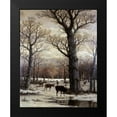 thumbnail image 2 of Unknown 15x18 Black Modern Framed Museum Art Print Titled - Deer Foraging, Winter, 2 of 5