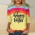 thumbnail image 2 of Dvkptbk Chemises pour Femmes Habillées Décontractées 2024 Joyeuses Pâques Hauts Graphiques Mode Décontractée Col Rond Manches Trois-Quarts T-Shirt Haut, 2 of 3