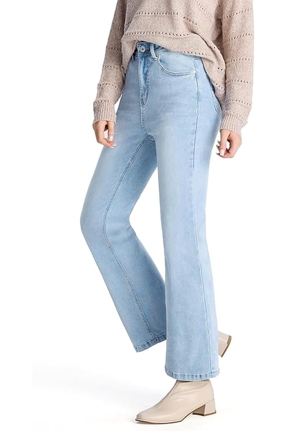 Petite Women's 24"/26"/28"/30" Stretch Flare Jeans High Waisted Curvy Bootcut Denim Pants