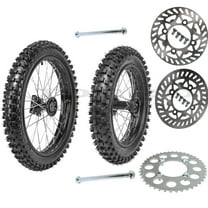 70/100-17 Front   90/100-14 Rear Wheels Tires and Rim Inner Tube with 15mm Bearing Assembly   Disc Rotors   420 43T Sprocket  Axle Bolts for Dirt Pit Bikes Apollo 125cc 150cc KX85