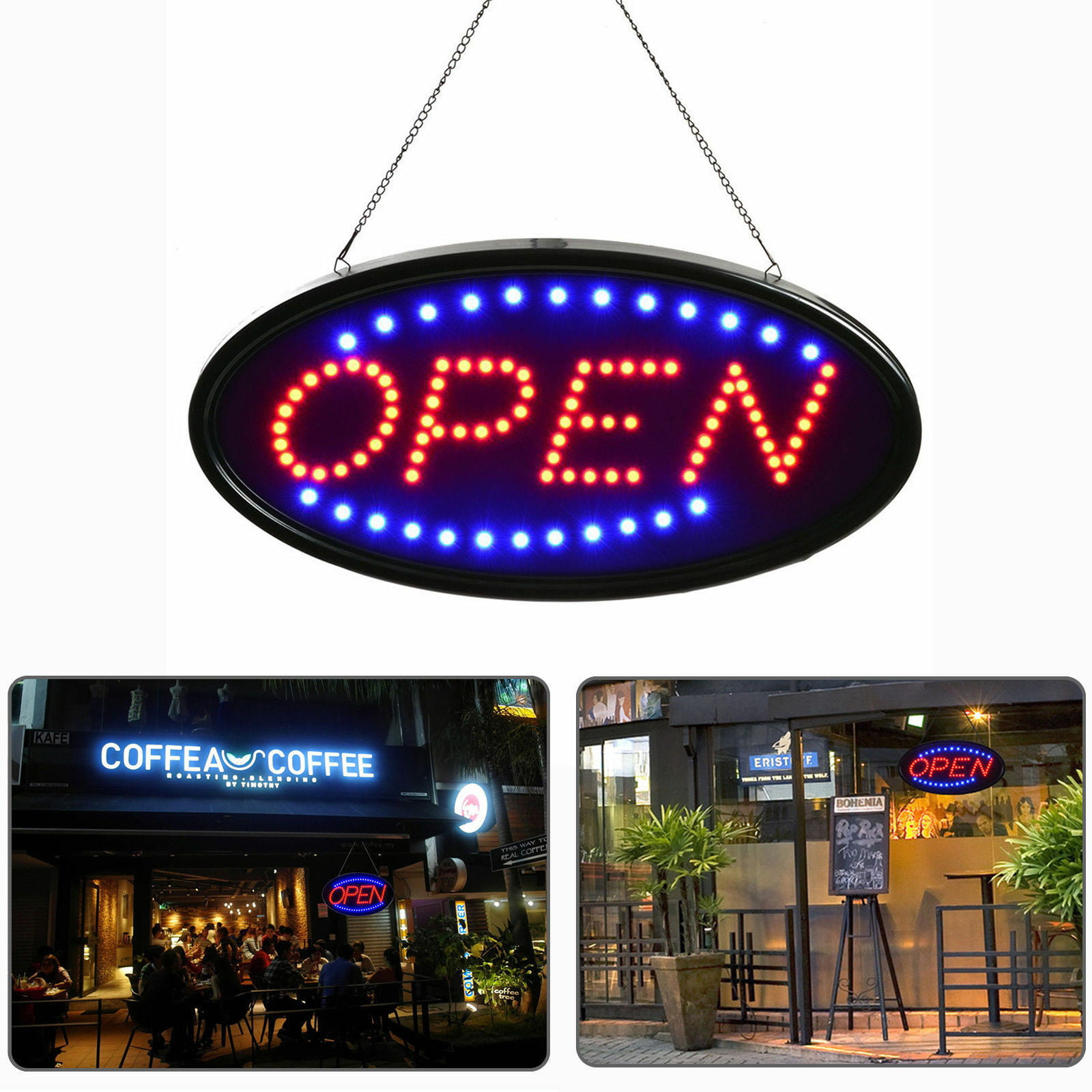 ULTRA BRIGHT LED SHOP NEON DISPLAY FLASHING WELCOME OPEN NAIL COFFEE SIGN 