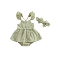 thumbnail image 1 of xiaxaixu Ensemble de Barboteuse pour Bébé Fille, Robe Trapèze à Manches Volantées et Col Ras du Cou avec Bandeau pour un Usage Quotidien Décontracté, 1 of 8