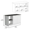 thumbnail image 4 of Kitchen Island With Massive White Countertop, Open Storage & Double Door Cabinet. Ensures Ample Workspace. Stores Pots, Pans, Dishes. 25.21" D X 59" W 35.98" H. Engineered Wood, Solid Wood + ., 4 of 5