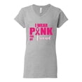 thumbnail image 2 of I Wear Pink for My Friends Survivor Awareness Womens V-Neck Tee, Heather Grey, 2XL, 2 of 3