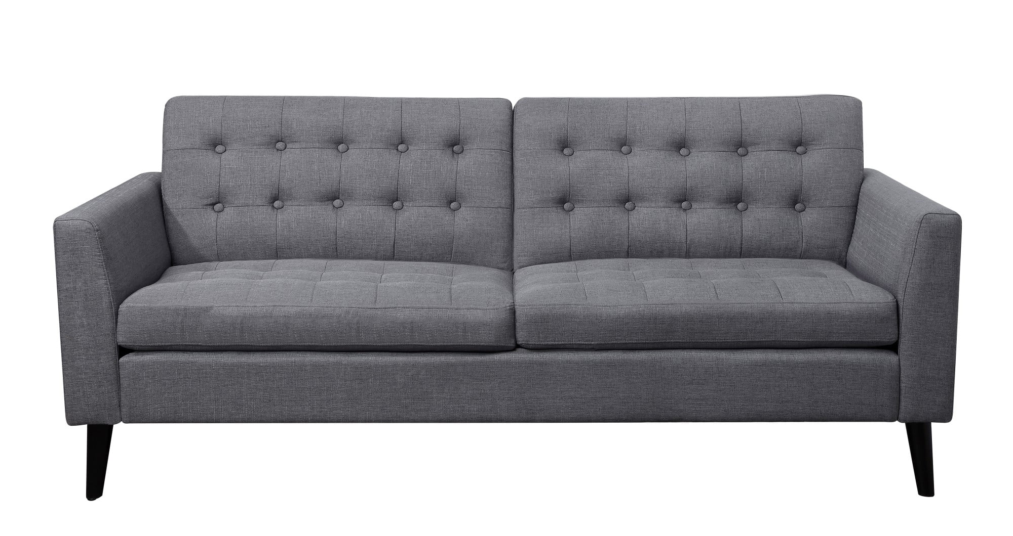 Gewnee Grey 68-Inch Linen Loveseat Sofa - 2-Seater Upholstered Couch with Solid Rubberwood Legs, 100% Linen Fabric & Button-Tufted Backrest for Living Room/Bedroom