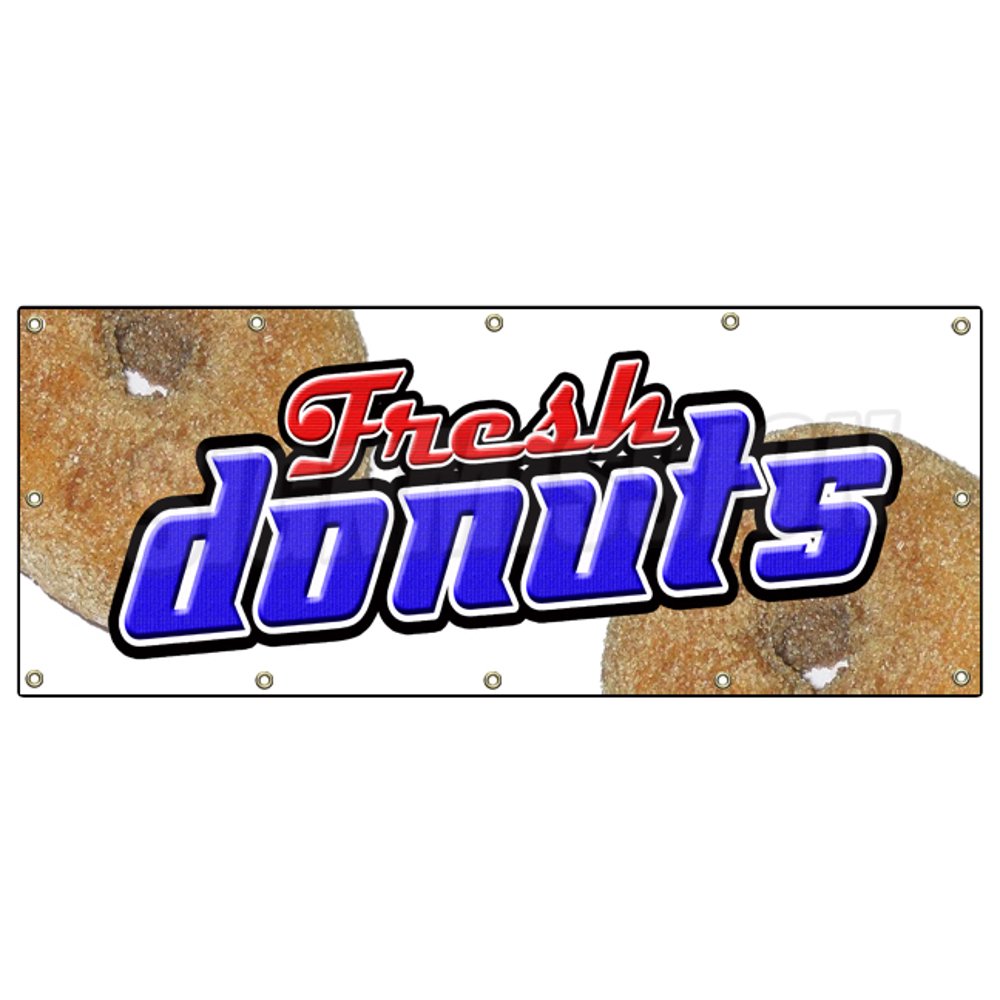48"x120" DONUTS BANNER SIGN hot donut doughnut shop signs glazed fresh