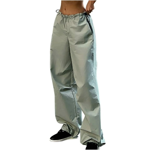 IROINNID Discount Women's Cargo Pants Baggy Pants Mid Waist Wide Leg Bib Full Length Trendy Cargo Pants,Green
