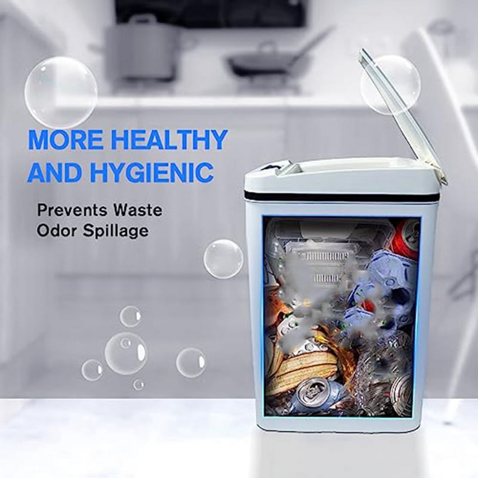 Automatic Touchless Bathroom Trash Can with Lid White Slim Narrow Plastic Smart Motion Sensor Covered Garbage Can